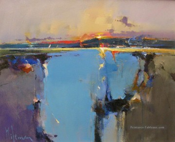 Coucher de soleil sur le paysage marin abstrait Loch II Peinture à l'huile
